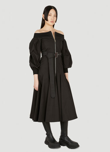 Off Shoulder Godet Dress Alexander McQueen Off Shoulder Godet Dress Black amq0247022