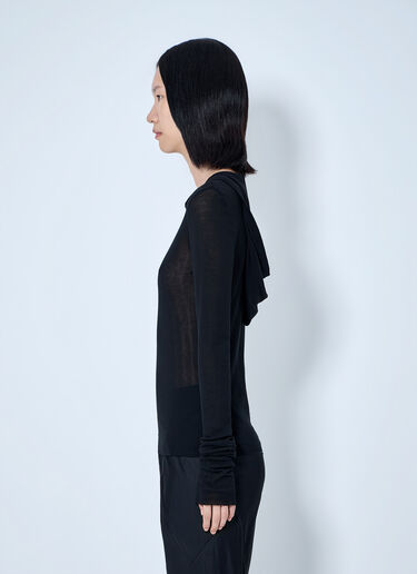 LN-CC® - Rick Owens: Long Sleeve Hooded Top - Black Rick Owens Long Sleeve Hooded Top Black ric0265028