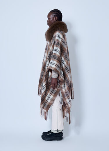LN-CC® - Moncler Grenoble: Shearling Collar Mohair, Alpaca & Wool Blend Cape - Brown Moncler Grenoble Shearling Collar Mohair, Alpaca & Wool Blend Cape Brown mog0265023