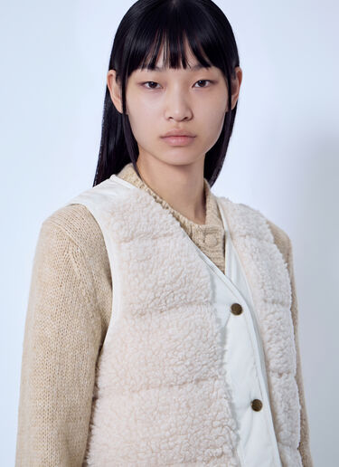 Moncler フラッフィー テディ パッド ジレ クリーム mon0266019