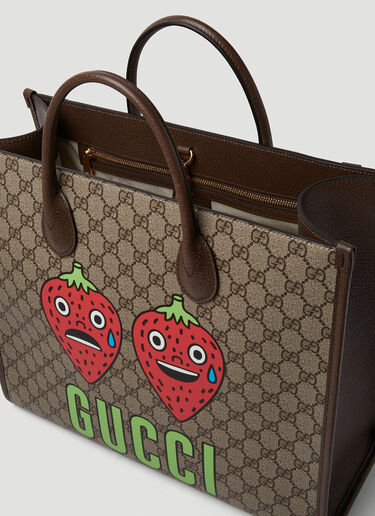 Gucci Strawberry Print GG Tote Bag Brown guc0150224