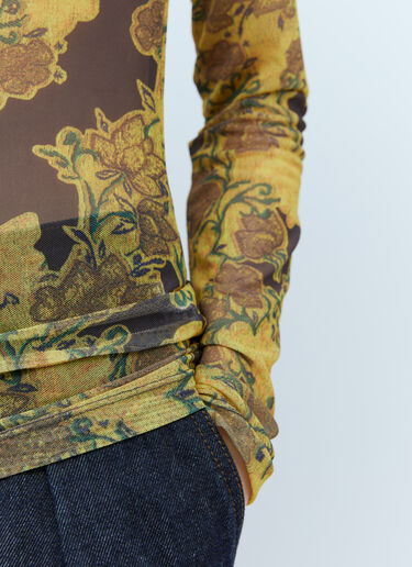 Dries Van Noten Mesh High Neck Top Yellow dvn0254019