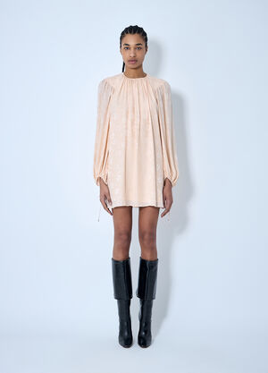 Chloé Gathered Silk Dress Beige chl0259043