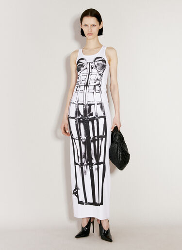 Jean Paul Gaultier Cage Trompe L'Oeil Maxi Dress White jpg0256015