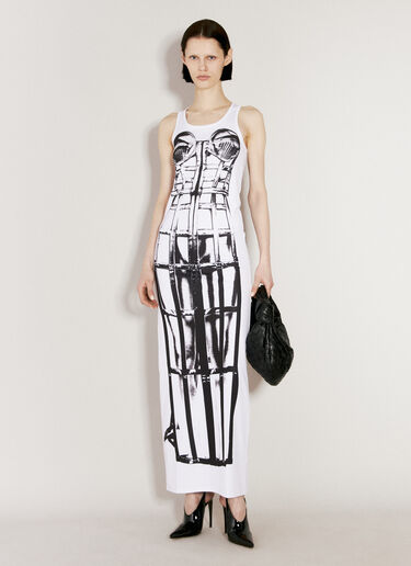 Jean Paul Gaultier 笼子错视画超长连衣裙  白色 jpg0256015