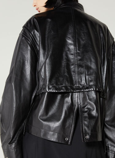 Helmut Lang Band Collar Leather Jacket Black hlm0253002