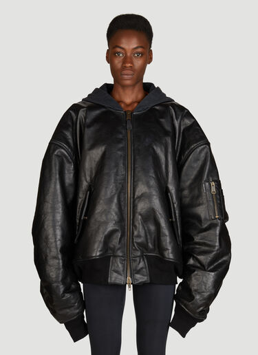 Balenciaga DIY Metal Hooded Bomber Jacket Black bal0255029