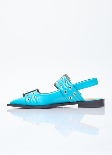 GANNI Feminine Buckle Ballerina Flats Blue gan0255088