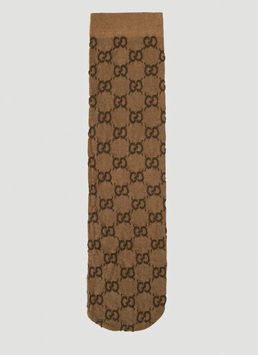 Gucci Jacquard-Knit Socks Brown guc0239048