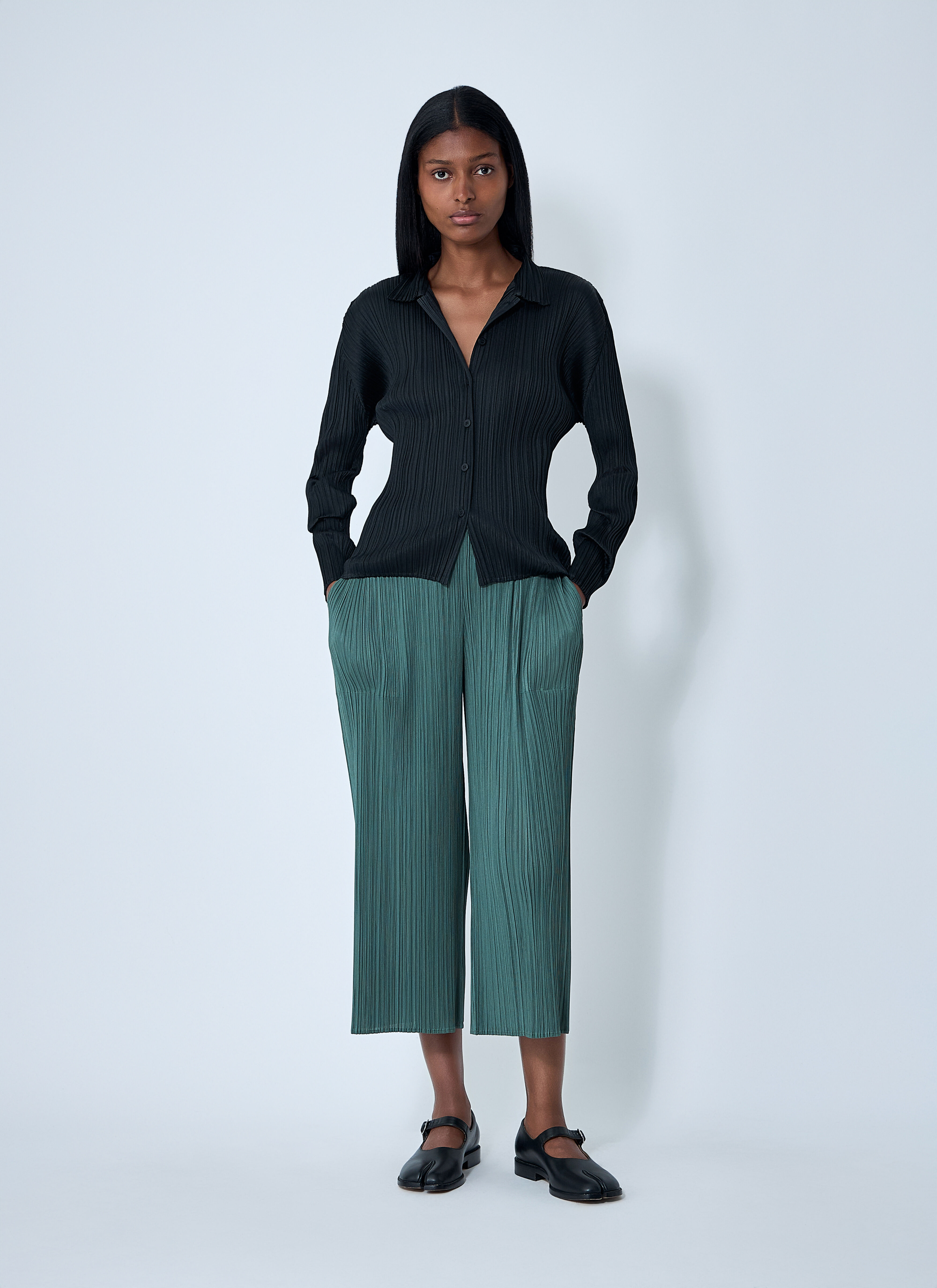 Pleats Please Issey Miyake Women's' Pleated Shirt in Black | LN-CC®