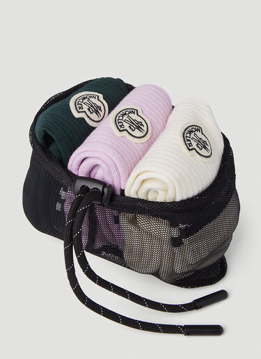 7 Moncler FRGMT Hiroshi Fujiwara 로고 패치 양말 3켤레 팩 멀티컬러 mfr0351002