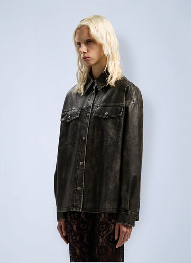 Curved Logo Coated Overshirt Palm Angels Curved Logo Coated Overshirt Grey pma0262121