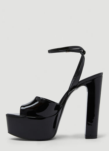 Saint Laurent Jodie Peep Toe Platform Heels Black sla0248022