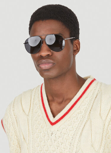 Gucci Logo Stripe Aviator Sunglasses Black guc0145159