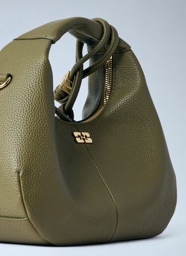 LN-CC® - GANNI: Hobo Mini Grained Handbag - Olive GANNI Hobo Mini Grained Handbag Olive gan0265048