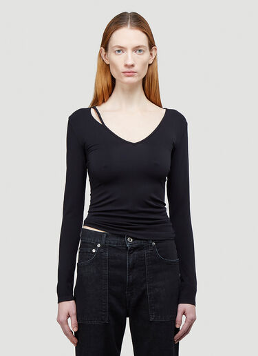 Helmut Lang Slash V-Neck Top Black hlm0243014