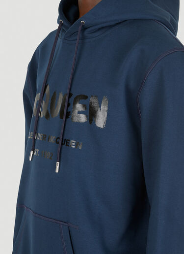 Alexander McQueen Graffiti Logo Print Hooded Sweatshirt Blue amq0149005