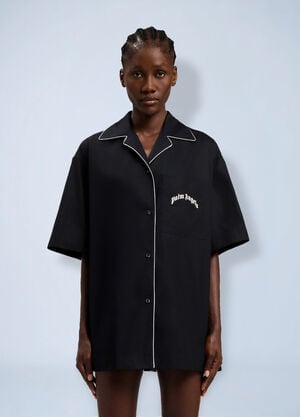Palm Angels Curved Logo Bowling Shirt Black pma0264225
