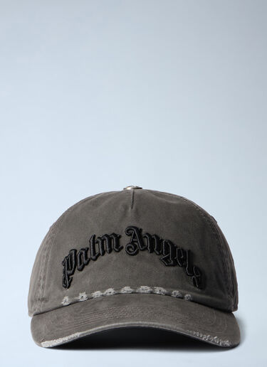 Curved Logo Distressed Cap Palm Angels Curved Logo Distressed Cap Grey pma0162033
