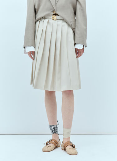 Miu Miu Pleated Batavia Skirt Beige miu0256007