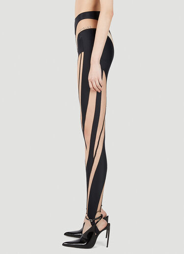 Mugler Contrast Cut Out Panel Leggings Black mug0251051