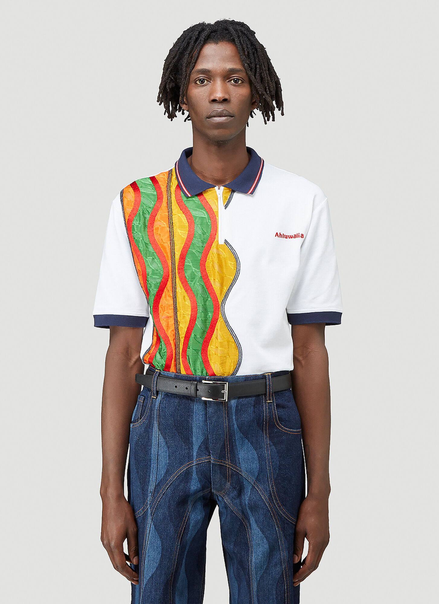 Ahluwalia Wave Polo Shirt In White