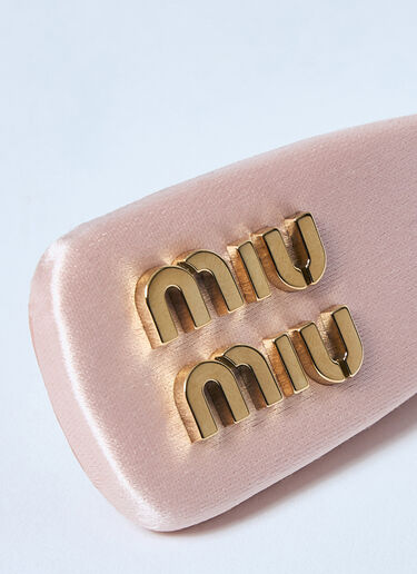 Miu Miu Logo Plaque Satin Hair Clip Pink miu0259037
