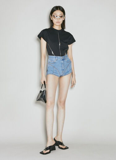 Bi-Material Spiral Shorts Mugler Bi-Material Spiral Shorts Blue mug0254029