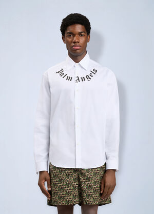 Palm Angels Neck Logo Shirt White pma0166013