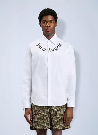 Palm Angels Neck Logo Shirt White pma0166013