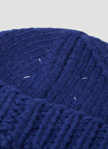 Maison Margiela Purl Knit Beanie Hat Blue mla0246018