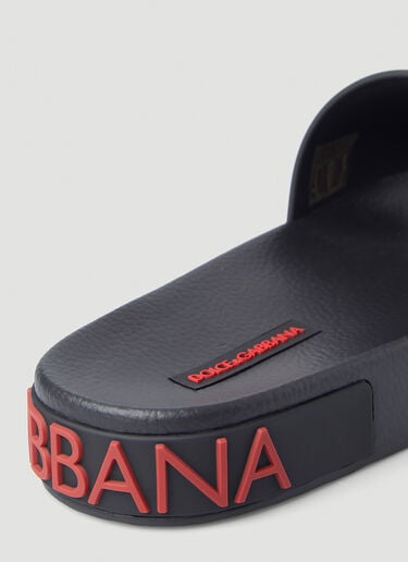 Dolce & Gabbana Logo Embossed Slides Black dol0245035