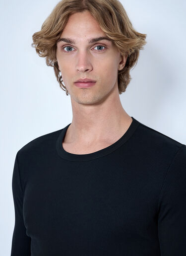 Lemaire Long Sleeve Ribbed Tee Black lem0166014