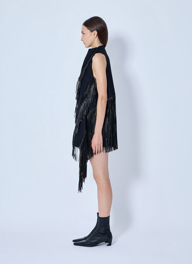 LN-CC® - Sportmax: Fringe Trim Sleeveless Dress - Black Sportmax Fringe Trim Sleeveless Dress Black spx0265030
