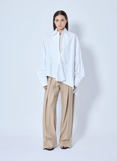 LN-CC® - Sportmax: Asymmetric Cotton Poplin Shirt - White Sportmax Asymmetric Cotton Poplin Shirt White spx0265025
