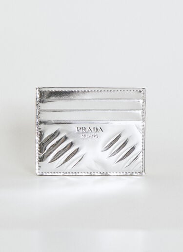 Prada Debossed Logo Metallic Cardholder Silver pra0154016