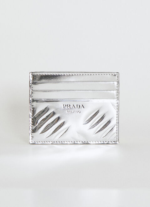 Prada Debossed Logo Metallic Cardholder Grey pra0153011