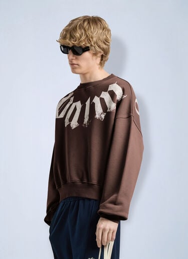 Palm Angels Big Neck Logo Loose Sweatshirt Brown pma0166277