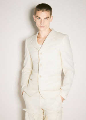 Comme des Garçons Homme Plus Single-Breasted Wool-Blend Blazer Cream hpl0158004