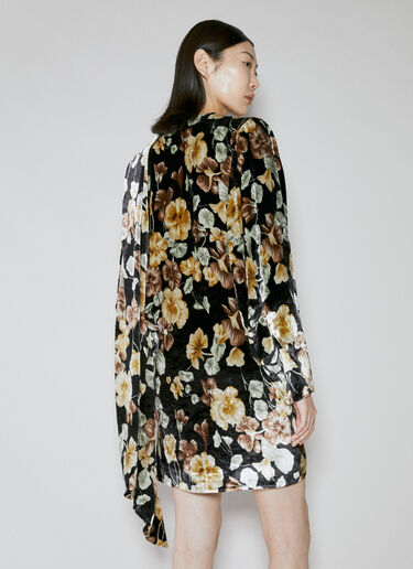 Saint Laurent Floral Velvet Dress Black sla0253001