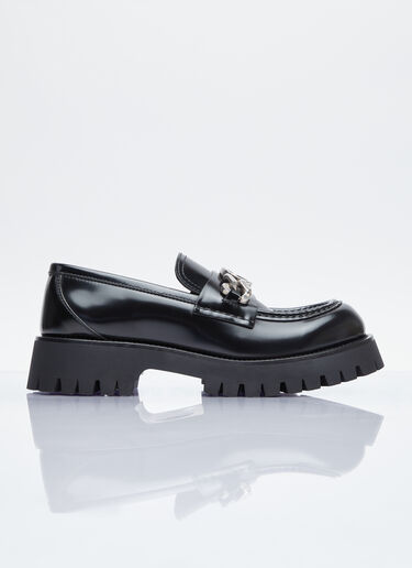 Gucci Interlocking G Chain Leather Loafers Black guc0253097