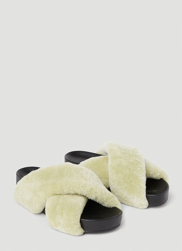 Jil Sander Shearling Slides Khaki jil0253026