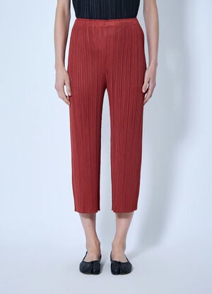 Pleats Please Issey Miyake Pleated Cropped Trousers Red plp0266025