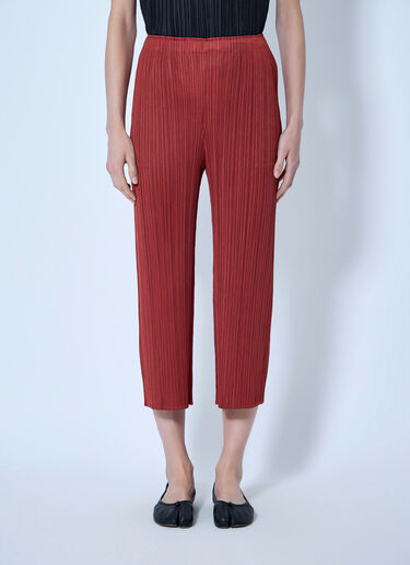 Pleats Please Issey Miyake Pleated Cropped Trousers Red plp0266025