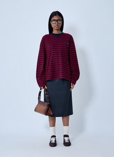 Logo Motif T-Shirt Prada Logo Motif T-Shirt Red pra0263110