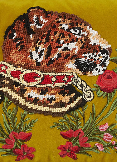 Gucci Leopard Needlepoint Cushion Green wps0638390