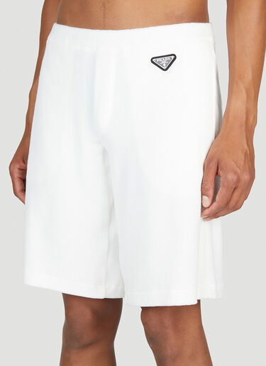 Triangle Plaque Terry Shorts Prada Triangle Plaque Terry Shorts White pra0153006