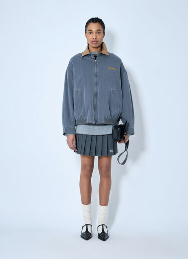 Miu Miu Chambray Jacket With Velvet Collar Grey miu0260064