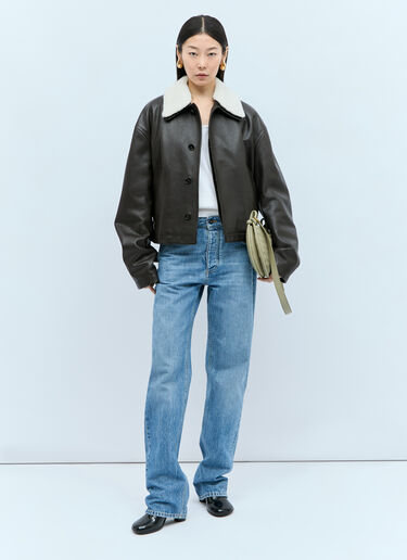 부드러운 그레인 가죽 재킷 Bottega Veneta 부드러운 그레인 가죽 재킷 블랙 bov0257010