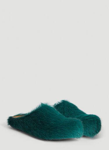 Marni 퍼스벳 헤어리 뮬 그린 mni0253044